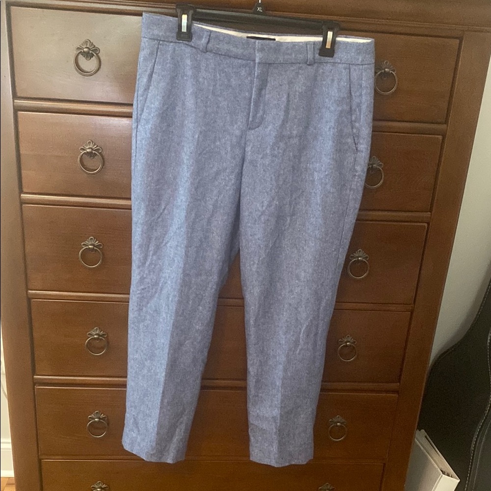 Banana Republic Blue Straight Leg tweed Pants, woven in Italy, Avery style, wool